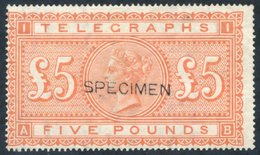 1879 £5 Orange AB, Fresh Looking Example Optd SPECIMEN Type 8, Centred To Left, Fine M With Full O.g, SG.T18s. (1) Cat.  - Autres & Non Classés