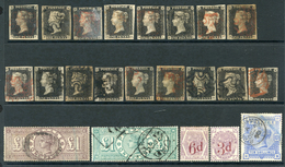 MIXED ACCUMULATION OF VICTORIAN STAMPS & COVERS Incl. 17 Penny Blacks, £1 Brown (crowns), £1 Green, Range Of 1841 1d & 2 - Other & Unclassified