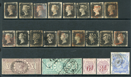 MIXED ACCUMULATION OF VICTORIAN STAMPS & COVERS Incl. 17 Penny Blacks, £1 Brown (crowns), £1 Green, Range Of 1841 1d & 2 - Autres & Non Classés