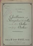 DOSSIER NOTARIAL DE QUITTANCE AVEC 2 CACHETS FISCAUX 1,50 F + 2/10ème POUR PAGE DOUBLE DU 19/07/1912 - Gebührenstempel, Impoststempel