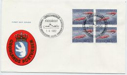 GREENLAND 1982 Shrimps 10 Kr. Definitive Block Of 4 On FDC.  Michel  133 - FDC