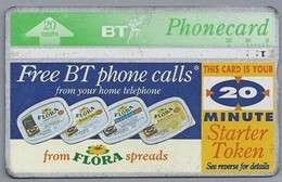 GB.- PhoneCard BT.  Free BT Phone Calls From Your Home Telephone From FLORA Spreads. 20 Units. 2 Scans - Altri