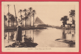 CPA-Egypte- FLOOD-TIME Near PYRAMIDS * TBE *Animation * 2 SCANS - Sphinx