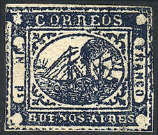 ARGENTINA: GJ.11C, IN Ps. Indigo Blue, With Small Repaired Cut, Very Good Front, Ha - Buenos Aires (1858-1864)