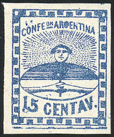 ARGENTINA: GJ.3c, 15c. Blue, Small Figures, With Variety: "double Line Below The - Unused Stamps