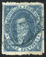 ARGENTINA: GJ.24d, 15c. Grayish Blue (interesting Color), With Very Notable Variet - Used Stamps