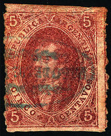 ARGENTINA: GJ.25, 4th Printing, Dark Rose, CLEAR IMPRESSION, Dirty Plate, With PASO - Gebruikt