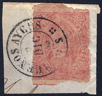 ARGENTINA: GJ.25Ba, 4th Printing, Lilac Rose, MULATTO Variety, On Fragment Used In - Used Stamps