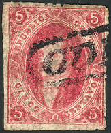 ARGENTINA: GJ.26Ab, 5th Printing, Orange-red, Parchment-like Paper, With Straightli - Oblitérés