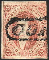 ARGENTINA: GJ.28, 6th Printing Perforated, Dun-red, Interesting Dirty Impression Be - Gebruikt