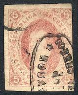 ARGENTINA: GJ.34A, 8th Printing, In Rare LIGHT ROSE Shade, With PARTIAL DOUBLE IMPR - Neufs
