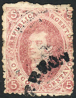 ARGENTINA: GJ.33, 7th Printing Perforated, LILAC-ROSE, Good Example, Catalog Value - Used Stamps