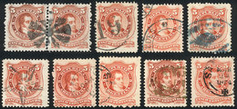 ARGENTINA: GJ.38, Lot Of 8 Stamps + 1 Pair With Different Cancels, Some VERY RARE, - Autres & Non Classés