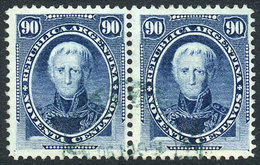 ARGENTINA: GJ.44, 90c. Saavedra Pair With Unidentified Circular Datestamp In Blue, - Other & Unclassified