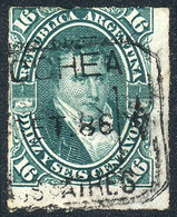 ARGENTINA: GJ.50, 16c. Belgrano Rouletted, With NECOCHEA Rectangular Datestamp, VF! - Other & Unclassified