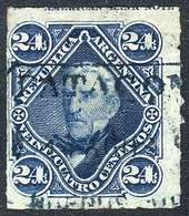 ARGENTINA: GJ.52, 24c. San Martín Rouletted, With Rectangular Datestamp Of PATAGONE - Other & Unclassified