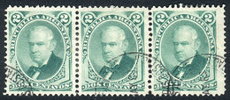 ARGENTINA: GJ.53, 2c. Vicente López, Used Strip Of 3 With Encomiendas Postales Canc - Andere & Zonder Classificatie