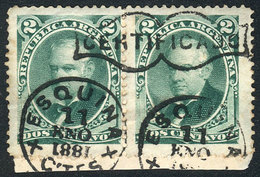 ARGENTINA: GJ.53, 2c. Vicente López, Pair On Fragment With ESQUINA (Corrientes) Dat - Other & Unclassified