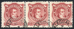 ARGENTINA: GJ.54B, 6c. Rivadavia Strip Of 3 With Circular Datestamp Of GUALEGUAYCHÚ - Autres & Non Classés