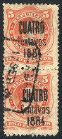 ARGENTINA: GJ.76, Provisional 4c., Pair With Rectangular Datestamp Of Estafeta Ambu - Andere & Zonder Classificatie