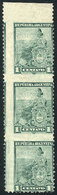 ARGENTINA: GJ.218PH, 1c. Liberty, Strip Of 3 IMPERFORATE HORIZONTALLY, VF Quality! - Other & Unclassified