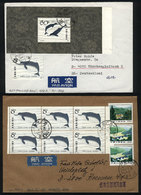 CHINA: Sc.1645a + 1646a, 1980 Dolphins, Booklet Panes Used On Covers, VF Quality, R - Andere & Zonder Classificatie