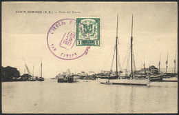 DOMINICAN REPUBLIC: Postcard Showing View Of The Port Of Santo Domingo, Franked Wit - Dominicaanse Republiek