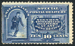 UNITED STATES: Sc.E2, 1888 10c. Blue, Mint Original Gum, Minor Defects (stain Point - Special Delivery, Registration & Certified