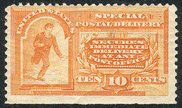 UNITED STATES: Sc.E3, 1893 10c. Orange, Mint Original Gum, Strong Hinge On Reverse, - Special Delivery, Registration & Certified