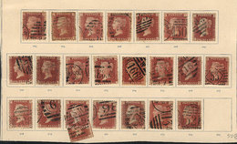 GREAT BRITAIN: Sc.33, 1864 1p. Rose-red, ALMOST COMPLETE Set Of All The Plates (onl - Other & Unclassified