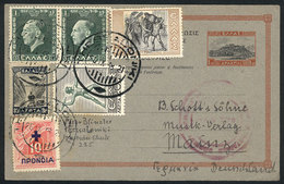 GREECE: Postal Card With Very Nice Multicolor Additional Postage, Sent From Thessal - Autres & Non Classés