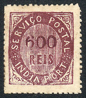 PORTUGUESE INDIA: Sc.16, 1873 600R. Violet, Mint Part Gum, Very Fresh And Attractiv - Inde Portugaise