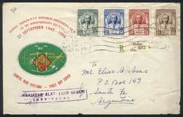 INDONESIA: Registered Cover Franked By Sc.414/7, Sent To Argentina On 27/SE/1955, U - Indonesië