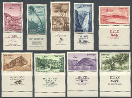 ISRAEL: Sc.C9/C17, 1953/6 Landscapes, Complete Set Of 9 Values With Tabs, Excellent - Luchtpost