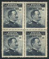 ITALY: Sc.129 (Sa.106), Block Of 4, Mint Never Hinged With Variety: "Bars Over Ce - Non Classés