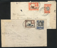 KENYA: 2 Covers Sent From NJORO To Argentina In 1943 With Attractive Postages And C - Kenya & Uganda