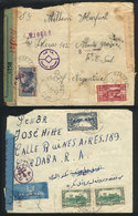 LEBANON: 2 Airmail Covers Sent To Argentina In NO/1943, One With TRIPLE CENSORSHIP, - Libanon