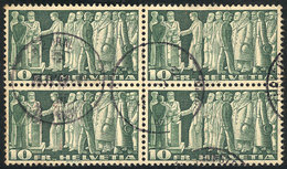 SWITZERLAND: Yvert 417, 1945 10Fr. Pax, Used Block Of 4, VF Quality! - Other & Unclassified