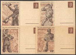 UKRAINE: Stamp Day 1942: 4 Illustrated Postal Cards, Excellent Quality! - Ukraine