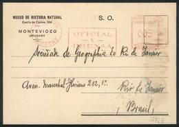 URUGUAY: Card Of The Museum Of Natural History Sent To Brazil On 28/NO/1935, With - Uruguay