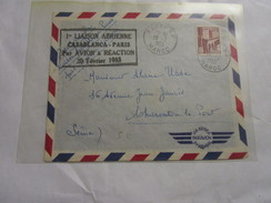 Lettre DU MAROC 1ere Liaison Aerienne Casablanca Paris Par Avion A Reaction 20/2/1953 - Lettres & Documents