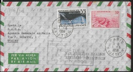 PRIMO VOLO INAUGURALE ALITALIA  PARIGI TORINO -  01.06.1958 - Airmail