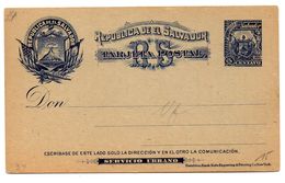 Entero Postal  El Salvador  Un Centavo 1895 - El Salvador