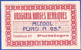 Old Label/ Ancienne  Etiquette - ALCOOL PURO A 95º, Estabelecimentos Borges Henriques // Pharmacy Produts -  Portugal - Etichette