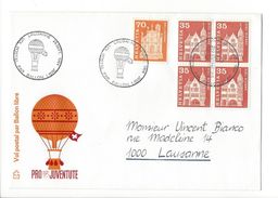 18618 - Vol Postal Ballon Libre Lausanne 1964 Pro Juventute Bloc De 4 - Luchtballons