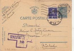 68093- KING MICHAEL POSTCARD STATIONERY, WW2, CENSORED BUCHAREST 145/B.3, KING MICHAEL STAMP, 1942, ROMANIA - Brieven En Documenten