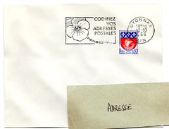 AIN - Dépt N° 01 = OYONNAX 1966 = FLAMME Non Codée SUPERBE = SECAP Multiple ' PENSEZ + CODIFIEZ' = Pensée N° 1 - Código Postal