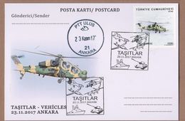 AC - TURKEY POSTAL STATIONARY - VEHICLES HELICOPTER ANKARA, 23 NOVEMBER 2017 - Postal Stationery