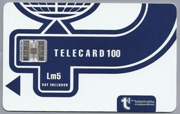 MT.- Telefoonkaart.- MALTA. Telemalta Corporation. TELECARD 100. Lm3. Vat Included. Logo New Design. 2 Scans. - Malta