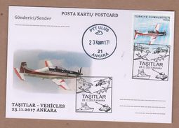 AC - TURKEY POSTAL STATIONARY - VEHICLES PLANE ANKARA, 23 NOVEMBER 2017 - Entiers Postaux